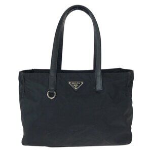 Prada Tessuto Saffiano Black Silver Nylon Tote